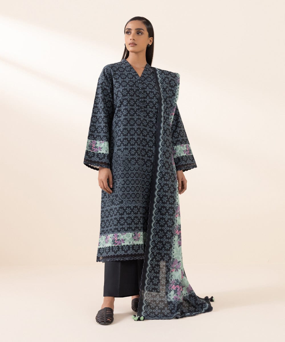 SAPPHIRE 3 PIECE -PRINTED LIGHT KHADDAR SUIT