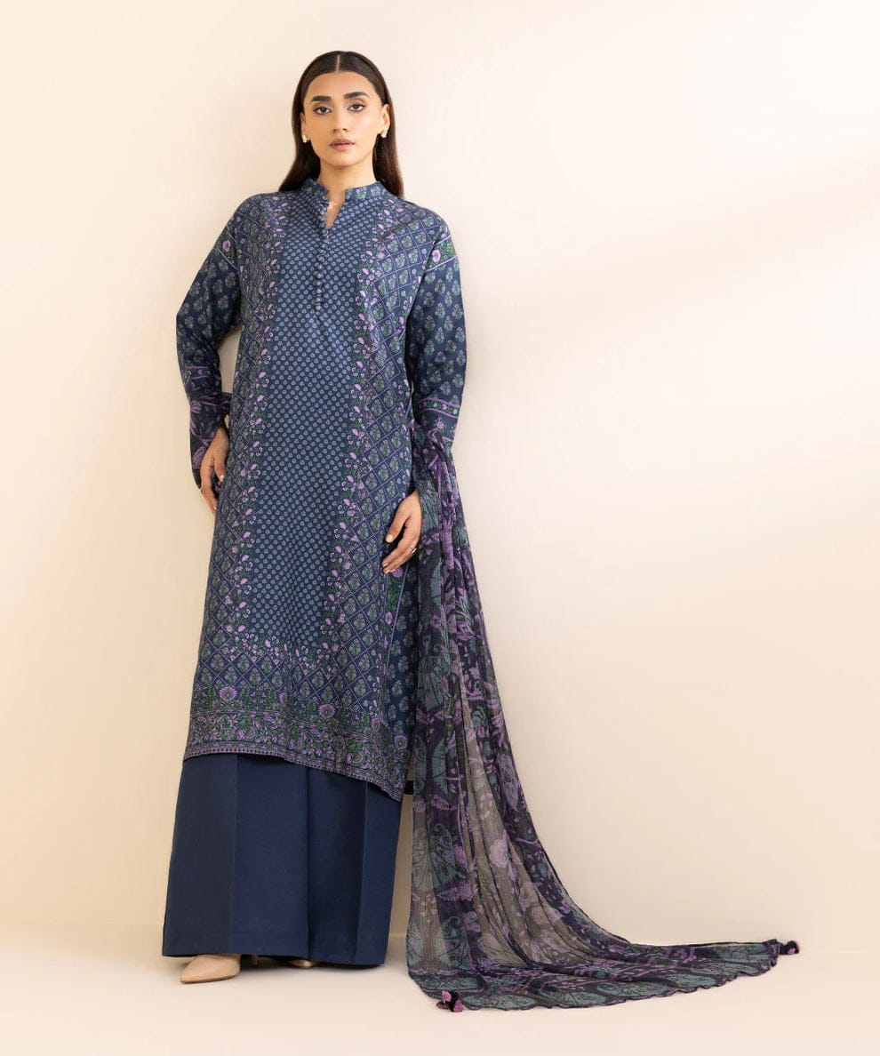 SAPPHIRE 3 PIECE-PRINTED LIGHT KHADDAR SUIT