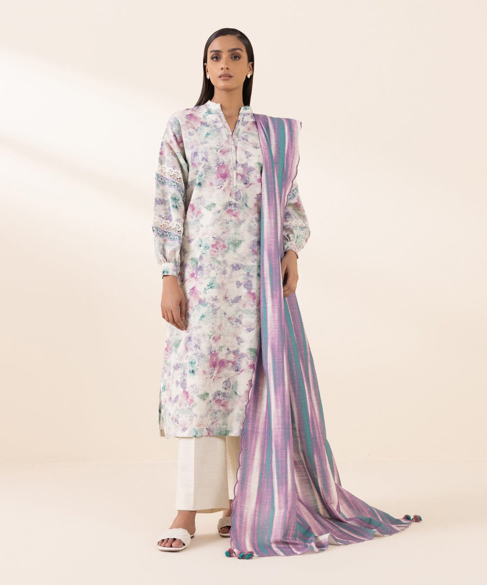 SAPPHIRE 3 PIECE -PRINTED LIGHT KHADDAR SUIT