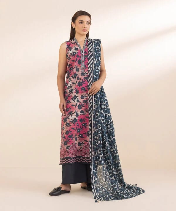 SAPPHIRE 3 PIECE -EMBROIDERED COTTON SUIT