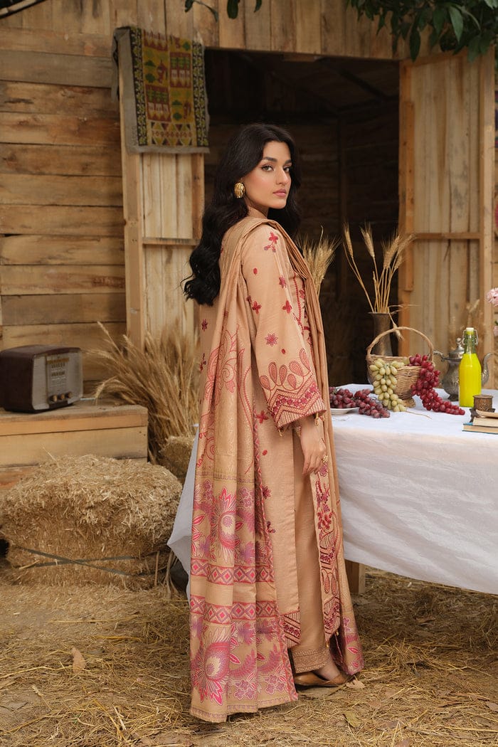 JOHRA EMBROIDERED KHADDAR WITH BANARSI JACQUARD SHAWL 3PC