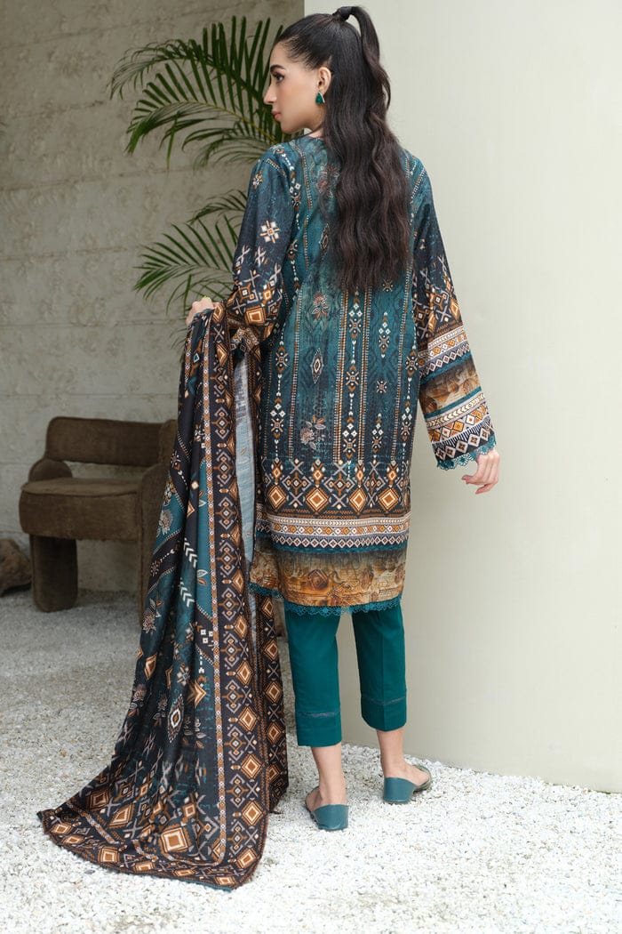 JOHRA EMBROIDERED PRINTED KHADDAR WITH PRINTED KHADDAR SHAWL