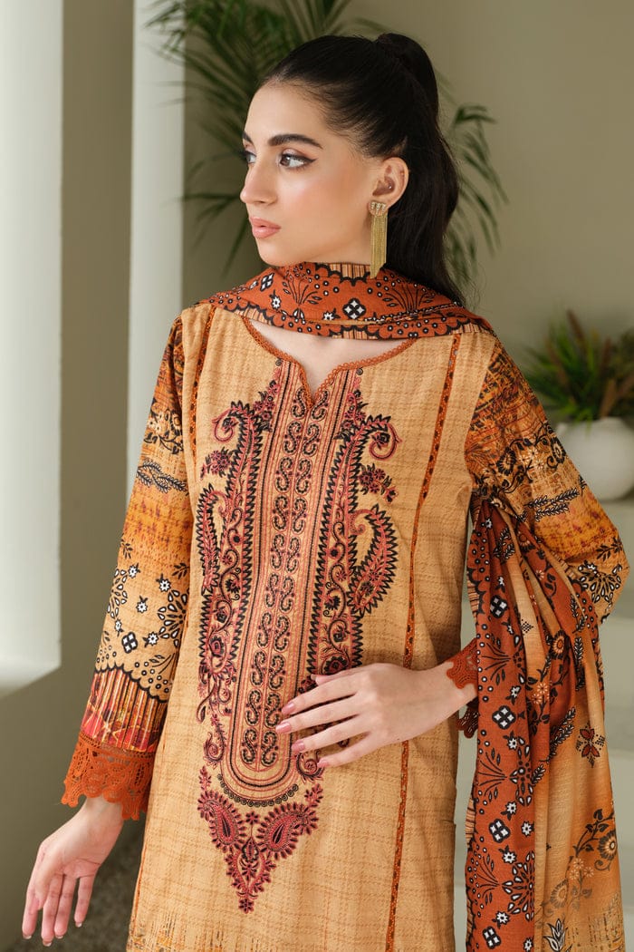 JOHRA EMBROIDERED PRINTED KHADDAR WITH PRINTED KHADDAR SHAWL