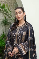 JOHRA EMBROIDERED PRINTED KHADDAR WITH PRINTED KHADDAR SHAWL