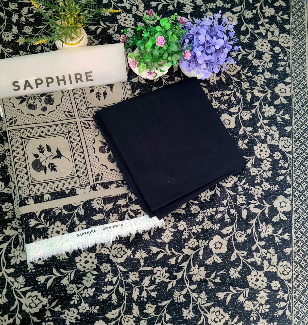 UNSTITCHED -SAPPHIRE PRINTED KHADDAR 3PC