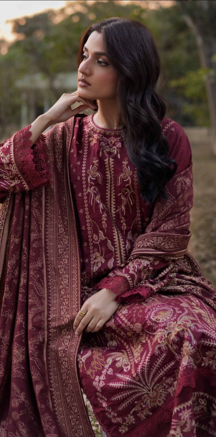 JOHRA EMBROIDERED WINTER WITH BANARSI JACQUARD SHAWL