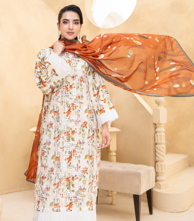 Alif by Eman Arts 00 Digital Print Embroidered Lawn Shirt & Fancy Voil Digital Print Dupatta
