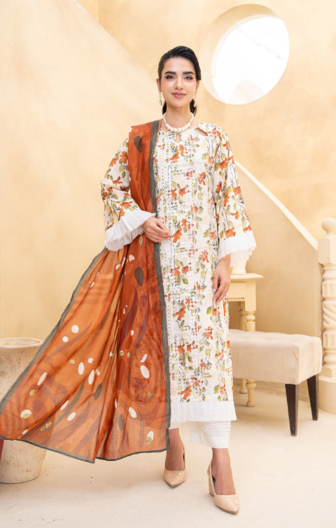 Alif by Eman Arts 00 Digital Print Embroidered Lawn Shirt & Fancy Voil Digital Print Dupatta