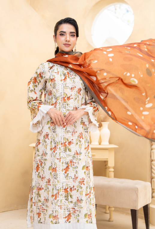 Alif by Eman Arts 00 Digital Print Embroidered Lawn Shirt & Fancy Voil Digital Print Dupatta