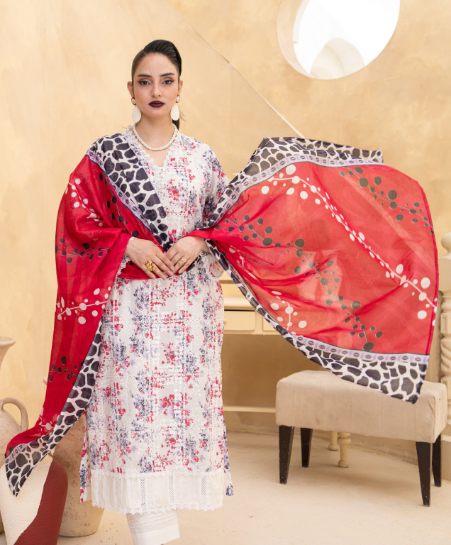 Alif by Eman Arts 03 Digital Print Embroidered Lawn Shirt & Fancy Voil Digital Print Dupatta