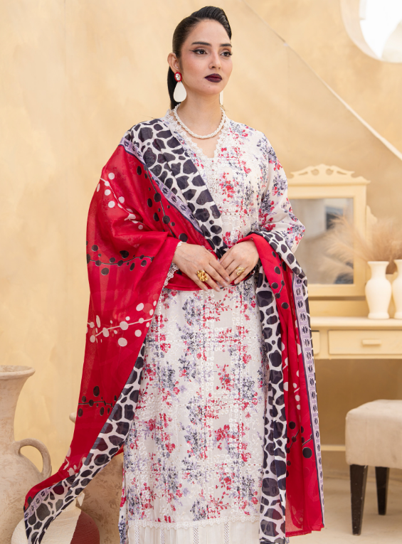 Alif by Eman Arts 03 Digital Print Embroidered Lawn Shirt & Fancy Voil Digital Print Dupatta
