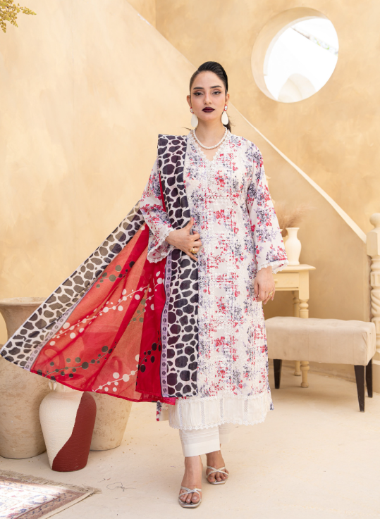 Alif by Eman Arts 03 Digital Print Embroidered Lawn Shirt & Fancy Voil Digital Print Dupatta