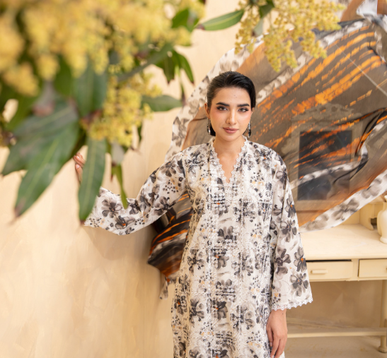 Alif by Eman Arts 05 Digital Print Embroidered Lawn Shirt & Fancy Voil Digital Print Dupatta