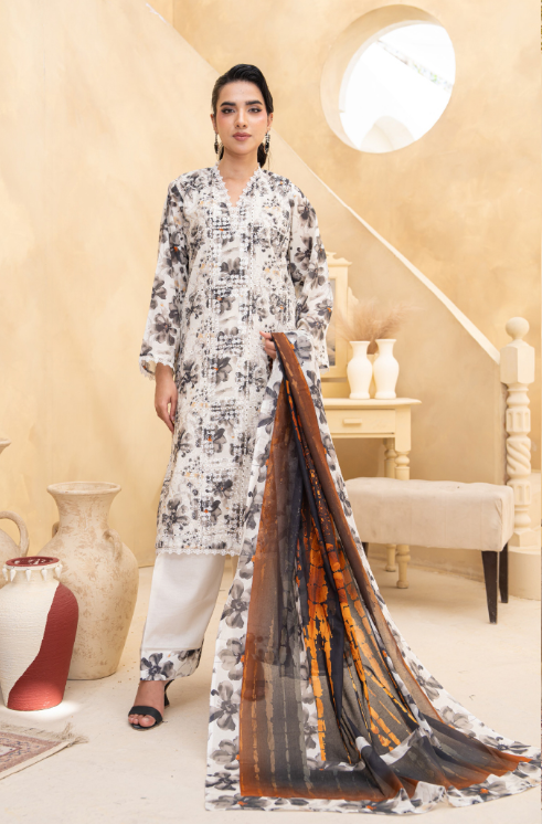 Alif by Eman Arts 05 Digital Print Embroidered Lawn Shirt & Fancy Voil Digital Print Dupatta