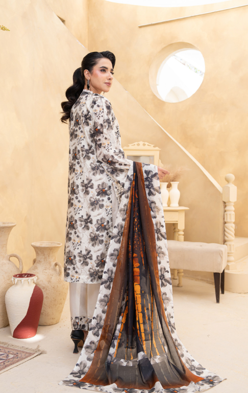 Alif by Eman Arts 05 Digital Print Embroidered Lawn Shirt & Fancy Voil Digital Print Dupatta