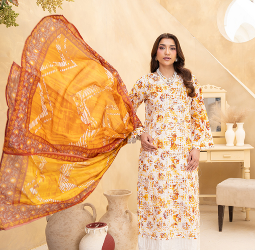 Alif by Eman Arts 06 Digital Print Embroidered Lawn Shirt & Fancy Voil Digital Print Dupatta