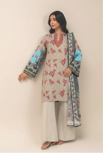 Beechtree 4101 3pc Printed Lawn Shirt & Dupatta