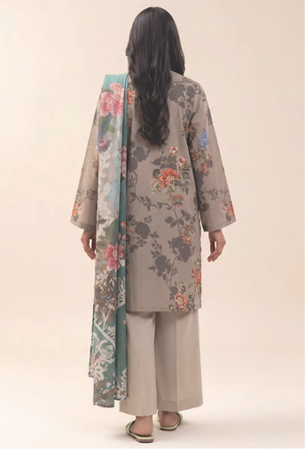 Beechtree 4107 3pc Printed Lawn Shirt & Dupatta