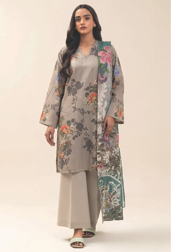 Beechtree 4107 3pc Printed Lawn Shirt & Dupatta