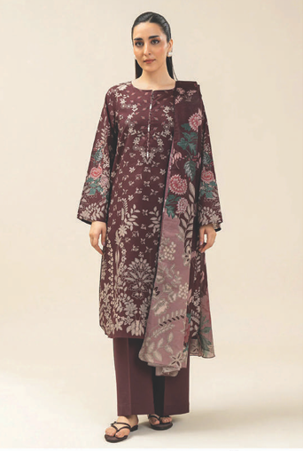 Beechtree 4119 3pc Printed Lawn Shirt & Dupatta