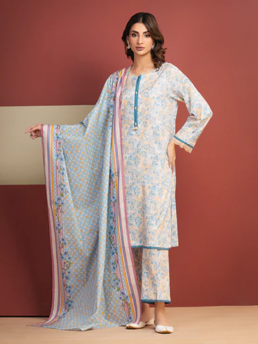 Edenrobe Allure Summer Collection 318 3pc Printed Lawn Shirt & Dupatta