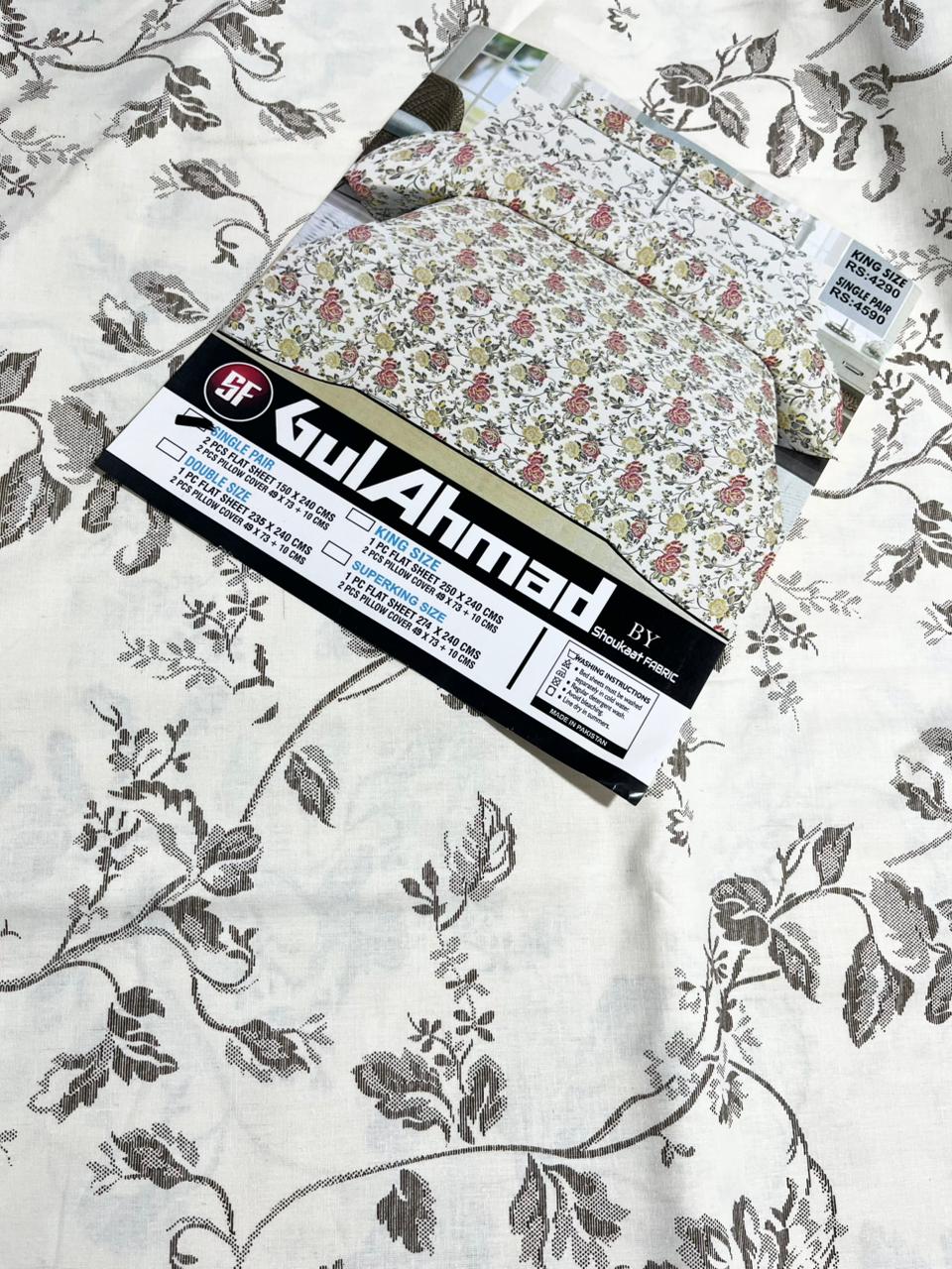 Gul Ahmed Pure Cotton Bed Sheets