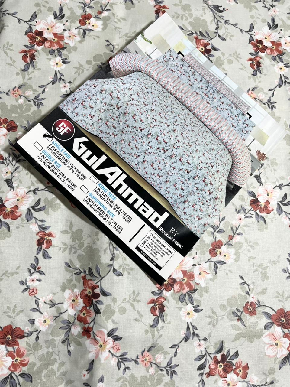 Gul Ahmed Pure Cotton Bed Sheets