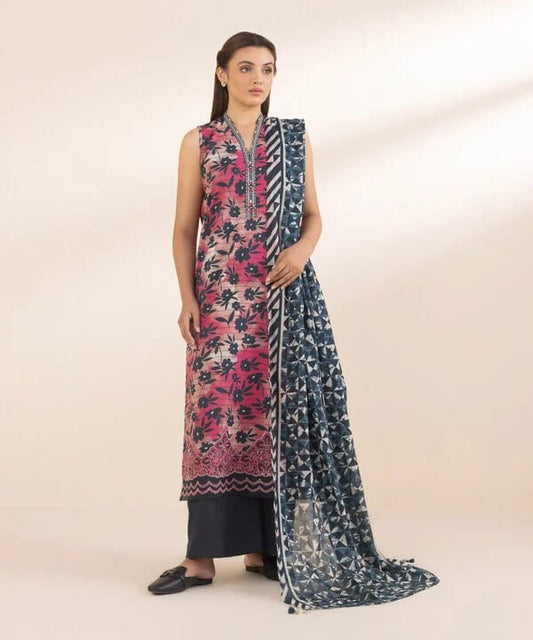 SAPPHIRE 3 PIECE -EMBROIDERED COTTON SUIT