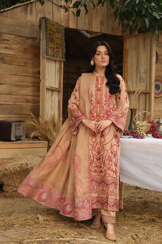 JOHRA EMBROIDERED KHADDAR WITH BANARSI JACQUARD SHAWL 3PC
