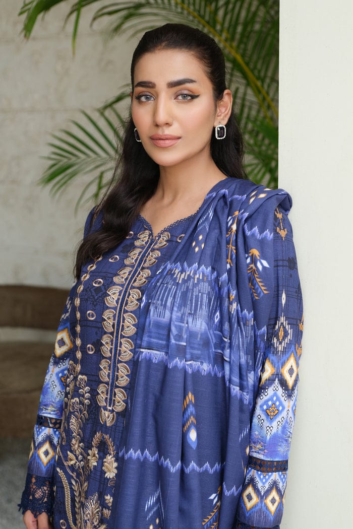 JOHRA EMBROIDERED PRINTED KHADDAR WITH PRINTED KHADDAR SHAWL