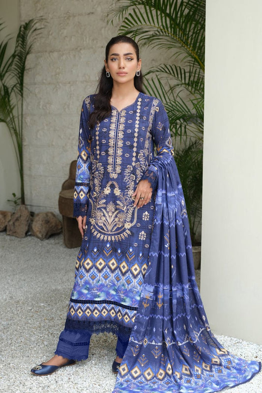 JOHRA EMBROIDERED PRINTED KHADDAR WITH PRINTED KHADDAR SHAWL