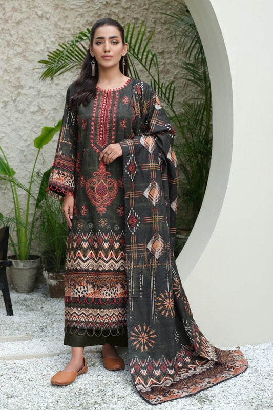 JOHRA EMBROIDERED PRINTED KHADDAR WITH PRINTED KHADDAR SHAWL