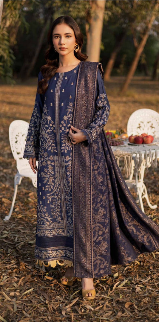 JOHRA EMBROIDERED WINTER COLLECTION WITH BANARSI JECQUARD SHAWL
