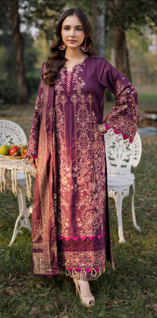 JOHRA EMBROIDERED WINTER COLLECTION WITH BANARSI JECQUARD SHAWL