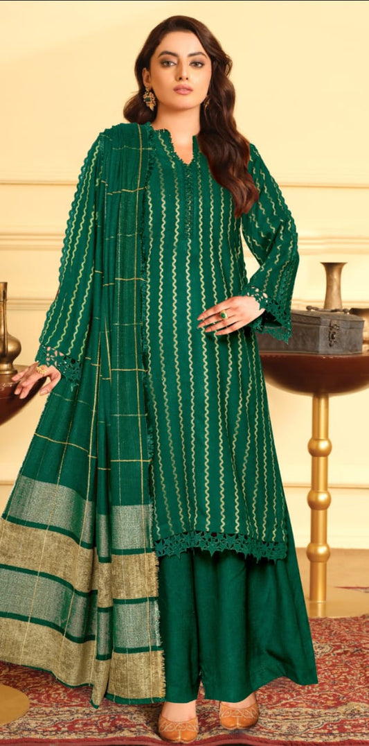 JOHRA FANCY JACQUARD PEACH LEATHER SHIRT WITH EXCLUSIVE VELVET JACQUARD ZARI PEACH SHAWL