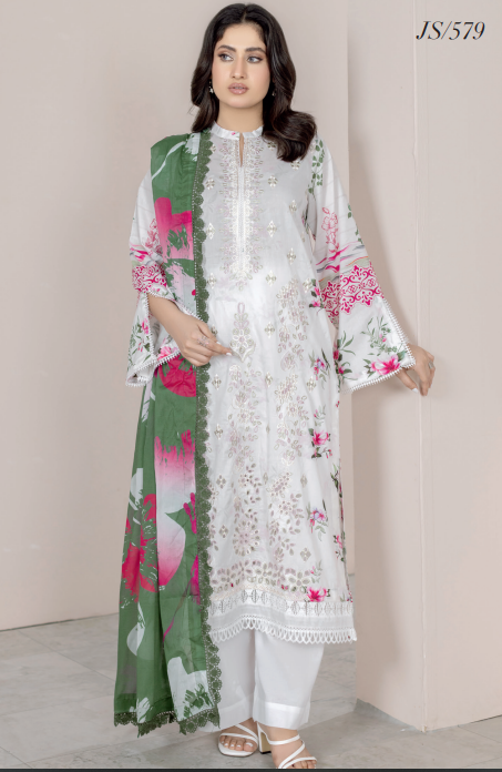 Johra Lawnkari Js-579 Embroidered & Printed Lawn with Printed Lawn Dupatta