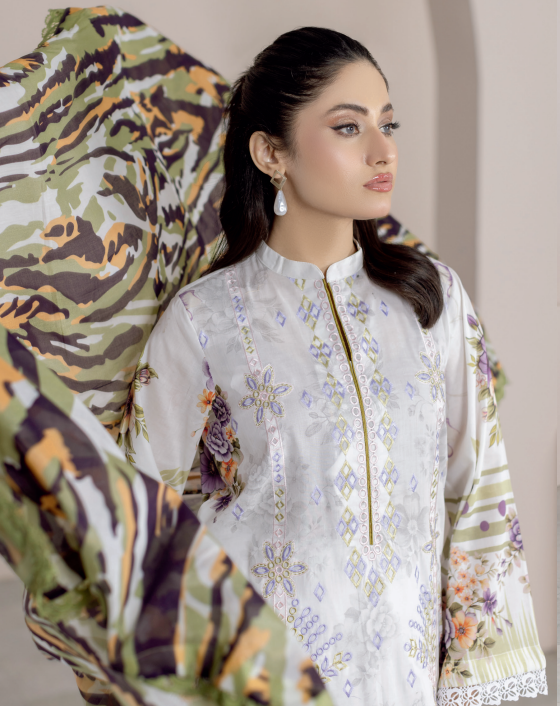 Johra Lawnkari Js-580 Embroidered & Printed Lawn with Printed Lawn Dupatta