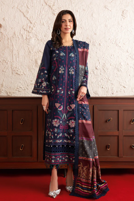 Johra Poshak JS-163 Embroidered Lawn With Lawn Jacquard Dupatta
