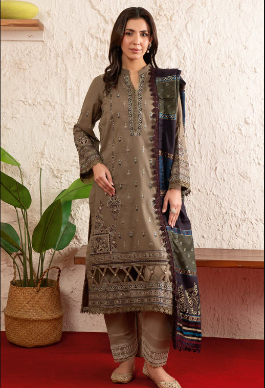 Johra Poshak JS-165 Embroidered Lawn With Lawn Jacquard Dupatta