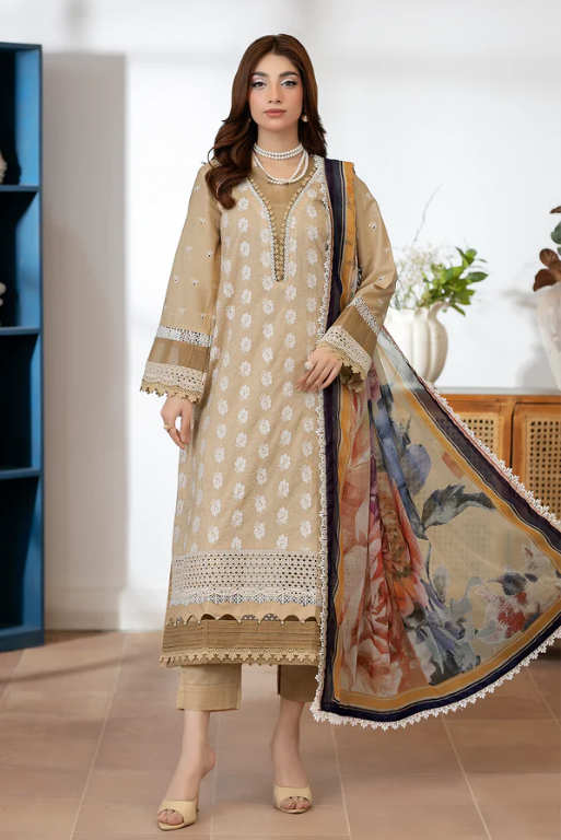 Johra Zoraline Js-495 Chikankari Lawn with Printed Chiffon Dupatta