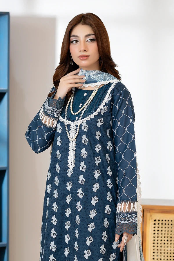 Johra Zoraline Js-498 Chikankari Lawn with Printed Chiffon Dupatta