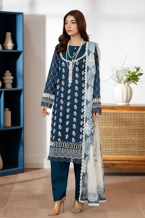Johra Zoraline Js-498 Chikankari Lawn with Printed Chiffon Dupatta
