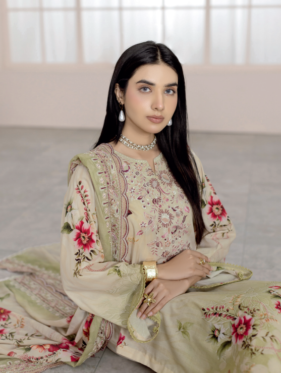Johra Blackberry Js-553 Embroidered & Printed Lawn Shirt & Dupatta