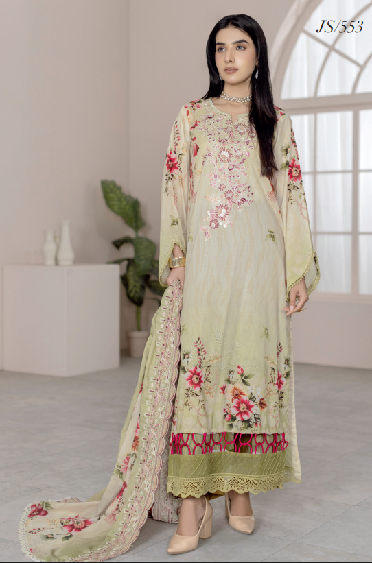 Johra Blackberry Js-553 Embroidered & Printed Lawn Shirt & Dupatta