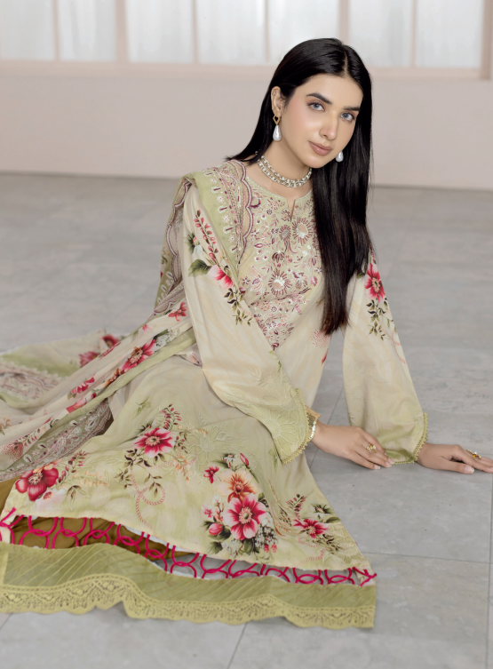 Johra Blackberry Js-553 Embroidered & Printed Lawn Shirt & Dupatta