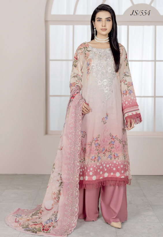 Johra Blackberry Js-554 Embroidered & Printed Lawn Shirt & Dupatta
