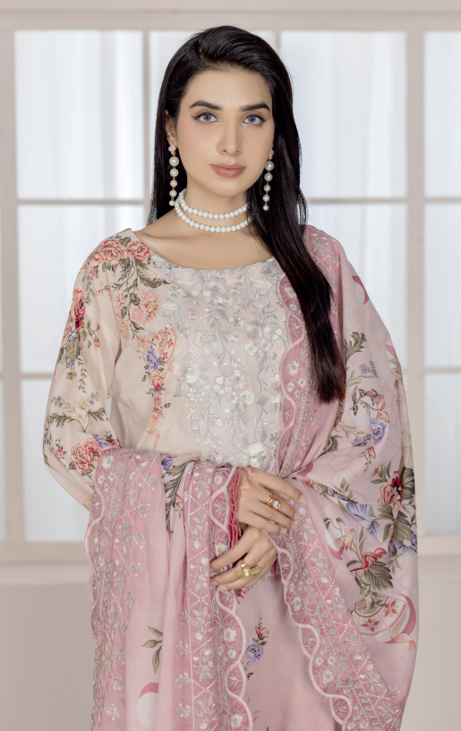 Johra Blackberry Js-554 Embroidered & Printed Lawn Shirt & Dupatta