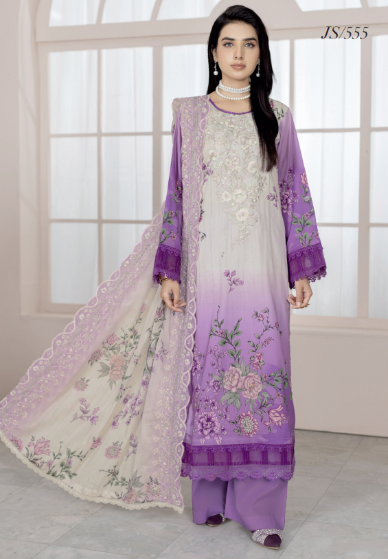 Johra Blackberry Js-555 Embroidered & Printed Lawn Shirt & Dupatta