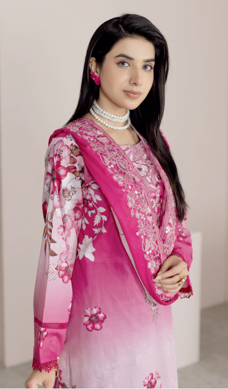Johra Blackberry Js-556 Embroidered & Printed Lawn Shirt & Dupatta