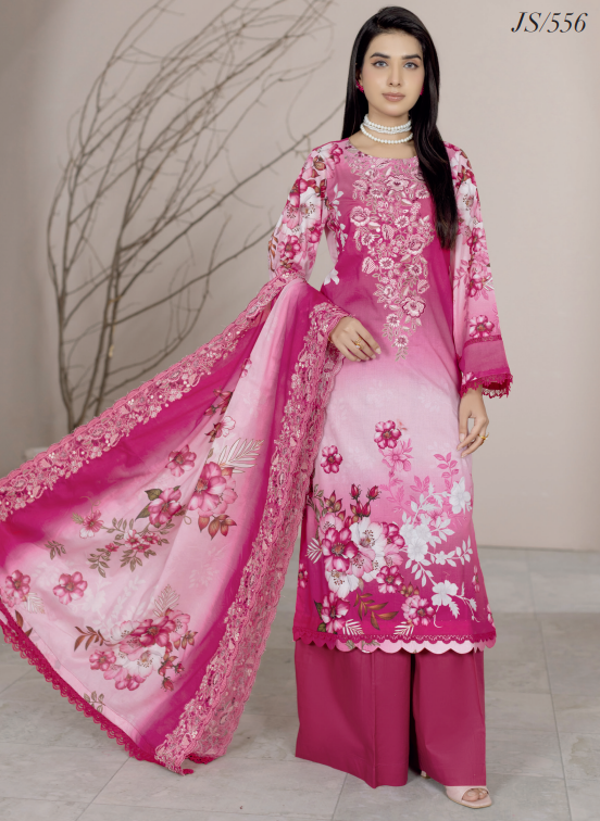 Johra Blackberry Js-556 Embroidered & Printed Lawn Shirt & Dupatta
